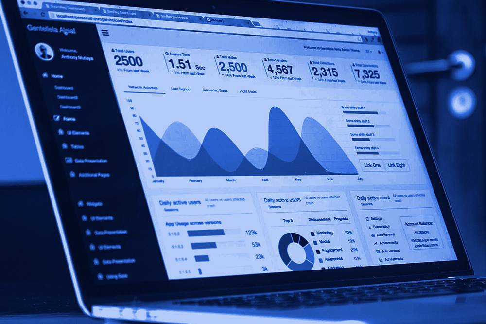 A programme dashboard on a laptop screen